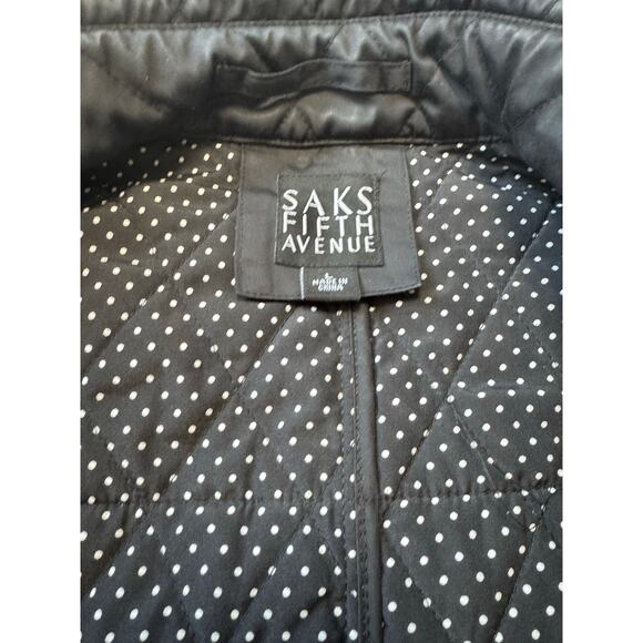 SAKS FIFTH AVENUE Quilted, Double breasted Trench Coat, size women's LG - Picture 3 of 16